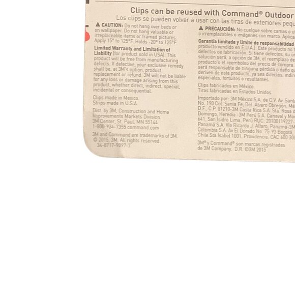 3M Command Outdoor Light Clips With 20 Strips Damage-Free Hanging Clear NEW - Picture 6 of 7